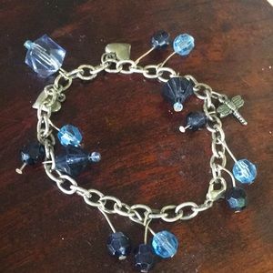 Silver and beads lucky charm bracelet